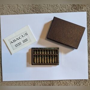 Vintage 80s Mini Abacus Brass Marble Paperweight Display Kelly Girl Services